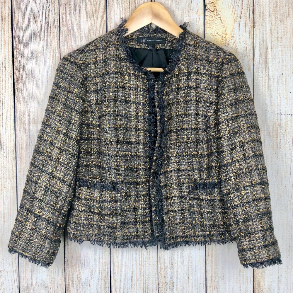 INC I Black and gold tweed blazer